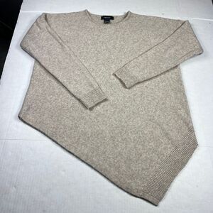 Karen Kane Asymmetric Hem Sweater Beige Minimalist Cozy Soft Knit Pullover M